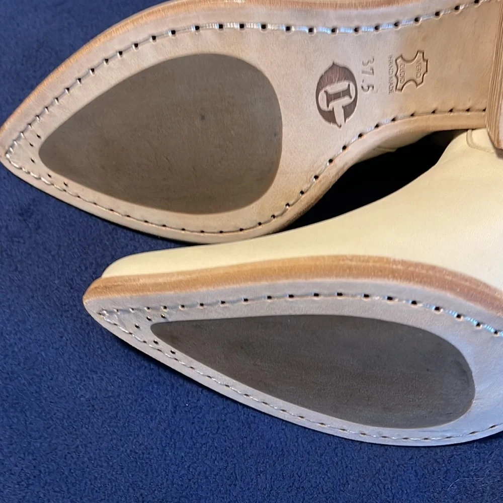NEW Anthropologie Italian Cowboy boots cream with stitching size 7 (37.5) - Picture 5 of 9